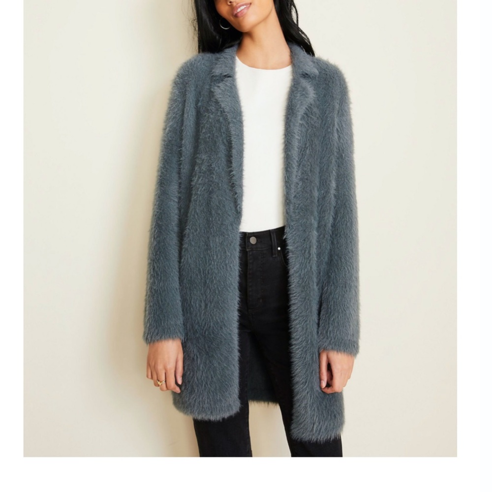 Eyelash-Style Luxuriously Brushed Cardigan in Teal